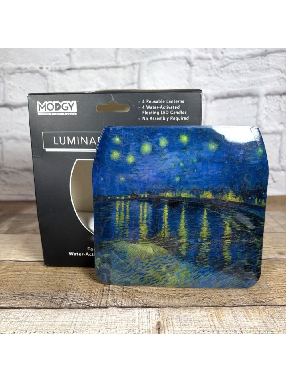 Luminary Lanterns Starry Night Van Gogh Reusable Set of 4 Flameless LED Candles - Picture 2 of 11